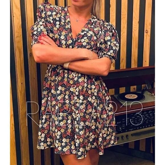 ZARA PRINTED DRESS WITH SHOULDER PADS - Picture 7 of 13